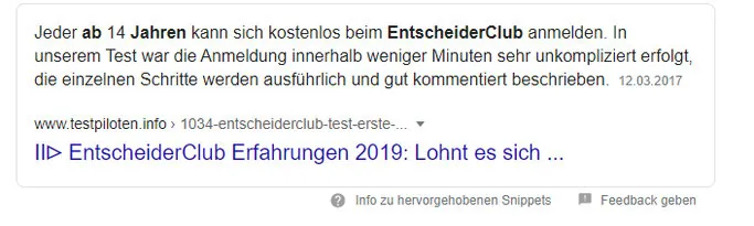 Alter - ab wie viel Jahrne kann ich mich beim EntscheiderClub anmelden?