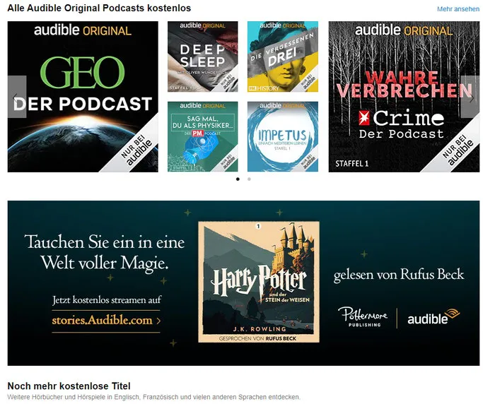 Audible kostenlose Hörbücher anhören