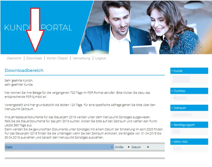 Baader Bank Download der Kaufabrechnungen bei Scalable Broker