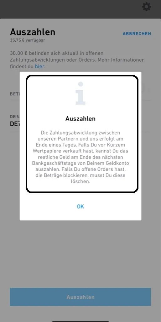 Befinden sich aktuell in offenen Zahlungsabwicklungen oder Orders