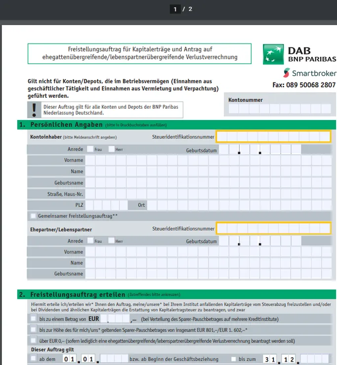 Bei Smartbroker den Freistellungsauftrag einrichten?