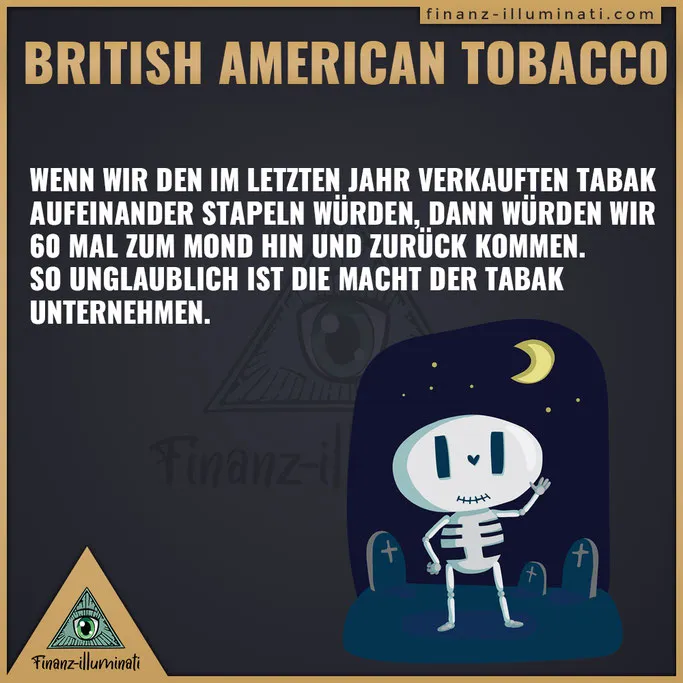 British American Tobacco verkaufter Tabak zum Mond