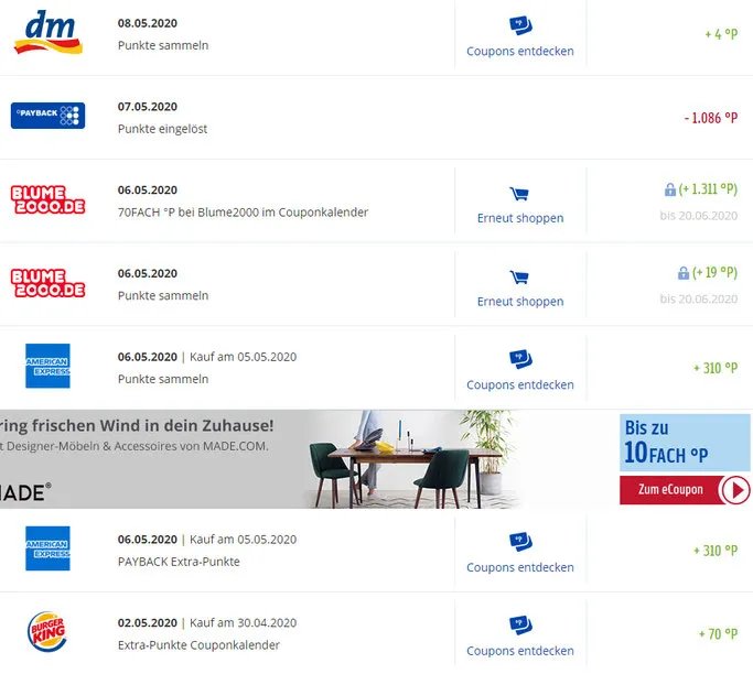 Cashback mit der Payback American Express Kreditkarte