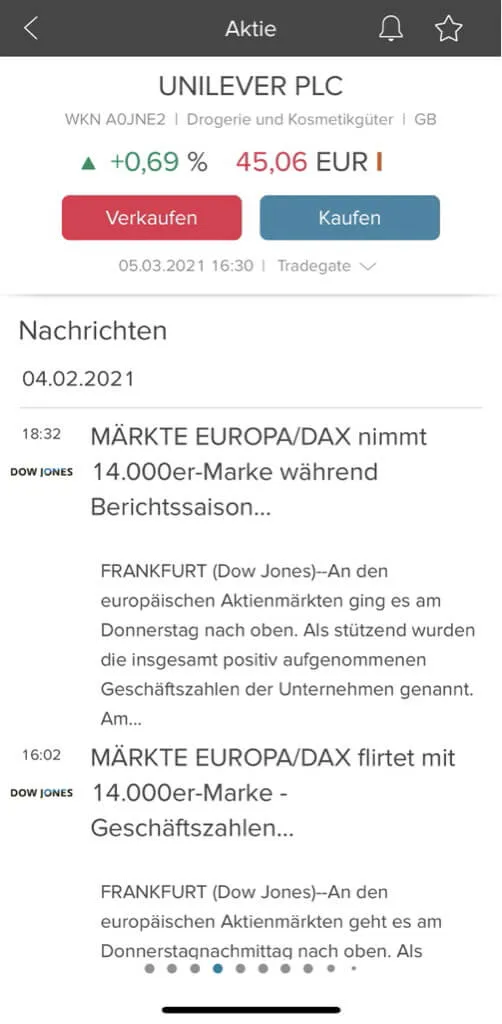 Consorsbank App Nachrichten zu Aktien
