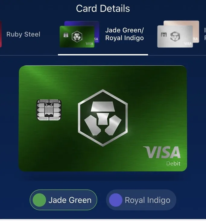 Crypto.com Jade Green Royal Indigo Kreditkarte