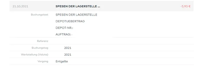 Depotübertrag Comdirect - Spesen der Lagerstelle
