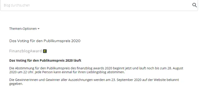 Die besten Finanzblogs - Gewinner der FinanzBlogAwards der Comdirect