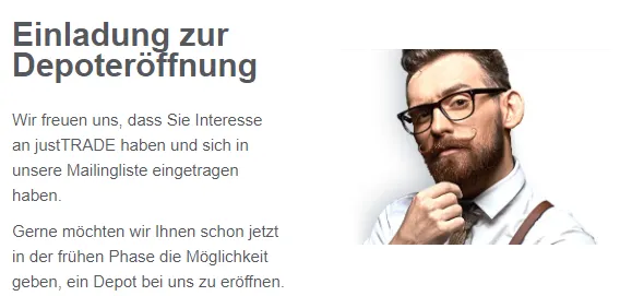 Einladung zur JustTrade Meinung Depot Eröffnung