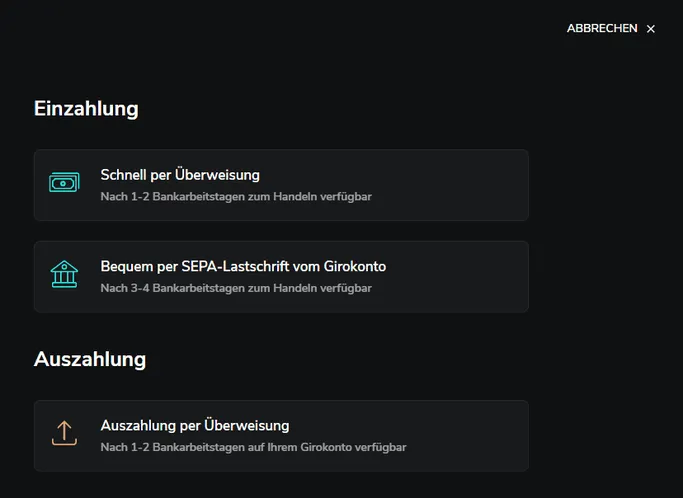 Einzahlungen per Überweisung oder SEPA Lastschrift hin zu Scalable Capital