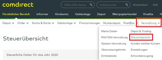 Freistellungsauftrag bei der Comdirect einrichten.