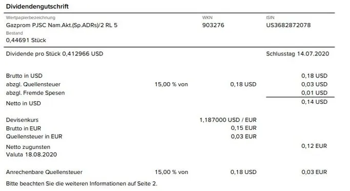 Gazprom fremde Spesen