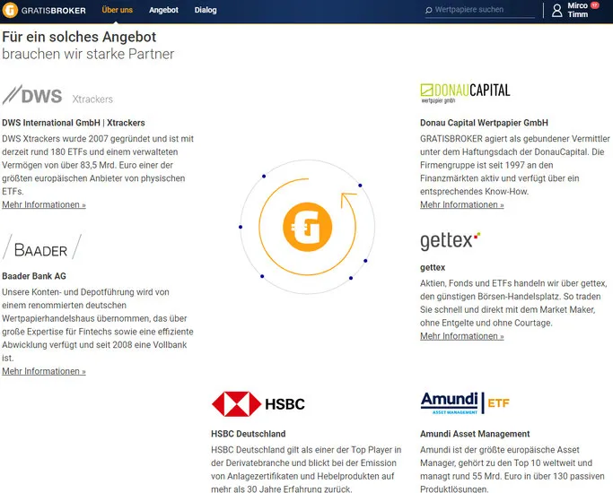 GratisBroker Erfahrungen und Meinungen Banken und Depots Partner Amundi gettex Donau Capital, Baader Bank DWS HSBC