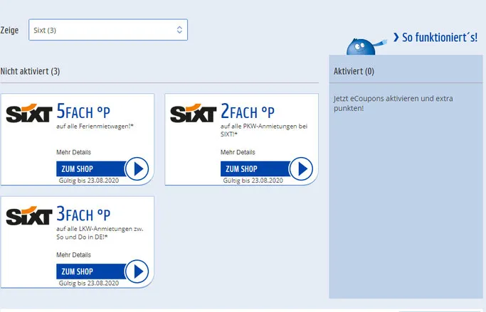 iGraal und Payback um günstig bei Sixt einen Leihwagen zu mieten - Aktien Shareholder Benefits