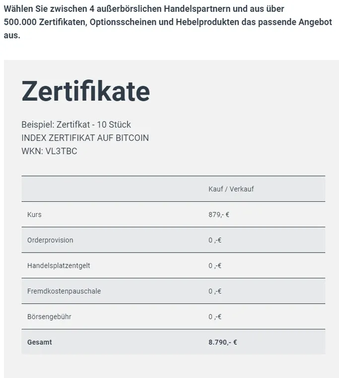 Kann ich bei JustTrade Zertifikate, Optionsscheine und Hebelprodukte handeln? Welche Preise? 