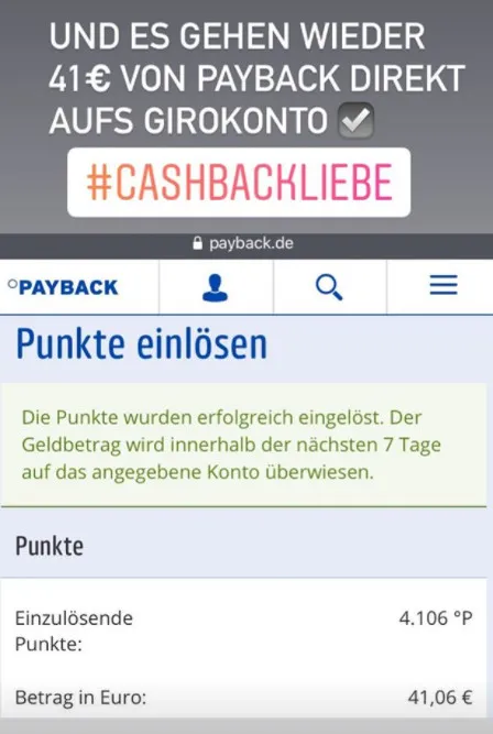 Payback Punkte auf Konto überweisen
