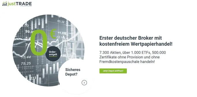 Screenshot der Kryptowebsite von JustTrade