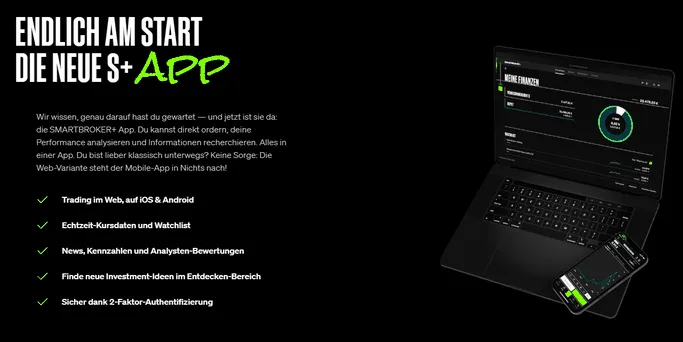 Screenshot der Smartbroker Website.