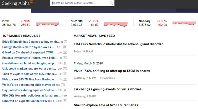 Seeking Alpha kostenlose tools für aktionäre dividenden und investoren