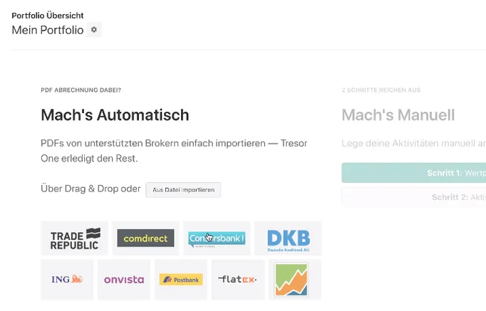 Tresor One automatisch importieren lassen