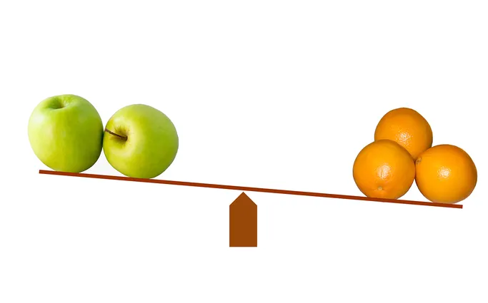 Vergleich Äpfel und Orangen