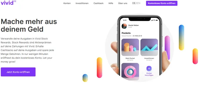 Vivid konto - Alternative zu N26, Revolut, Boon.planet, Bunq, Netflix