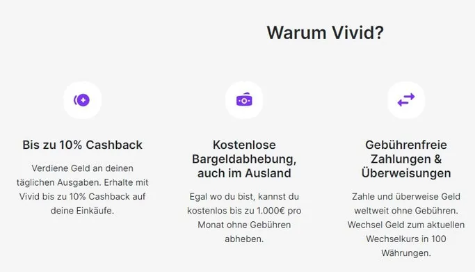 Vivid Money free version cashback