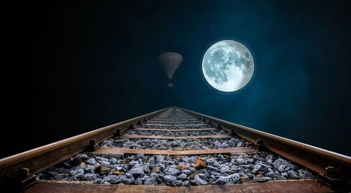 Zugschienen zum Mond
